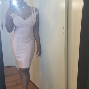 Blush pink bandage dress size large.